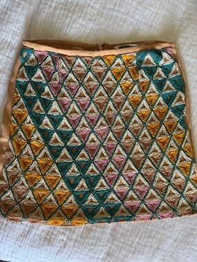 NWT Anthropologie Beaded Geometric Mini Skirt - Size 4
